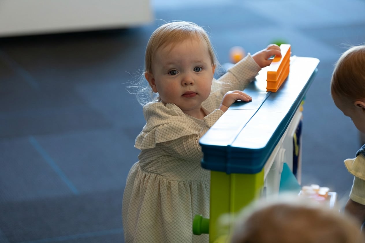 Toddler playing at Bethlehem Church kids ministry in Winder, Georgia